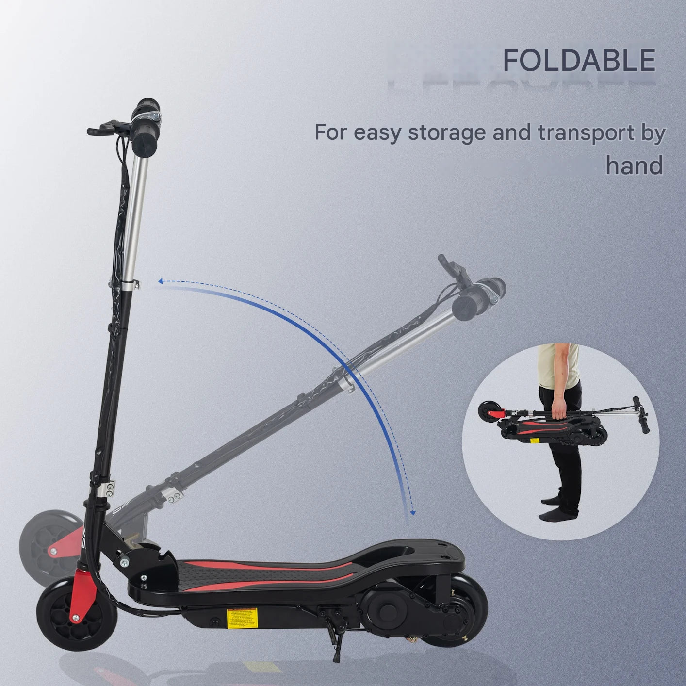 Scooter - Elektrische Step - voor 7-14 jaar -  Verstelbaar - Opvouwbaar - 120 W - 12 km/h Max. Snelheid - 100-240 V - Belastbaar 50kg - 75 x 36 x 82-93 cm - Zwart