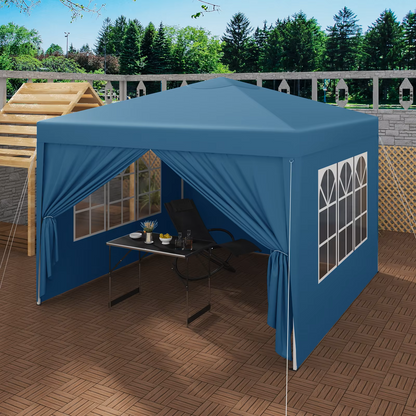 Paviljoen - Tuinpaviljoen - Partytent - Tuintent - Pop-up Kliksysteem - Stabiel - Opvouwbaar - Waterdicht - Winterbestendig - 50+UV-Bescherming - voor Tuin - Buiten - Achtertuin - 210D Oxford-doek - Ijzeren Buis - 5~10M² - 3 x 3 m - Blauw