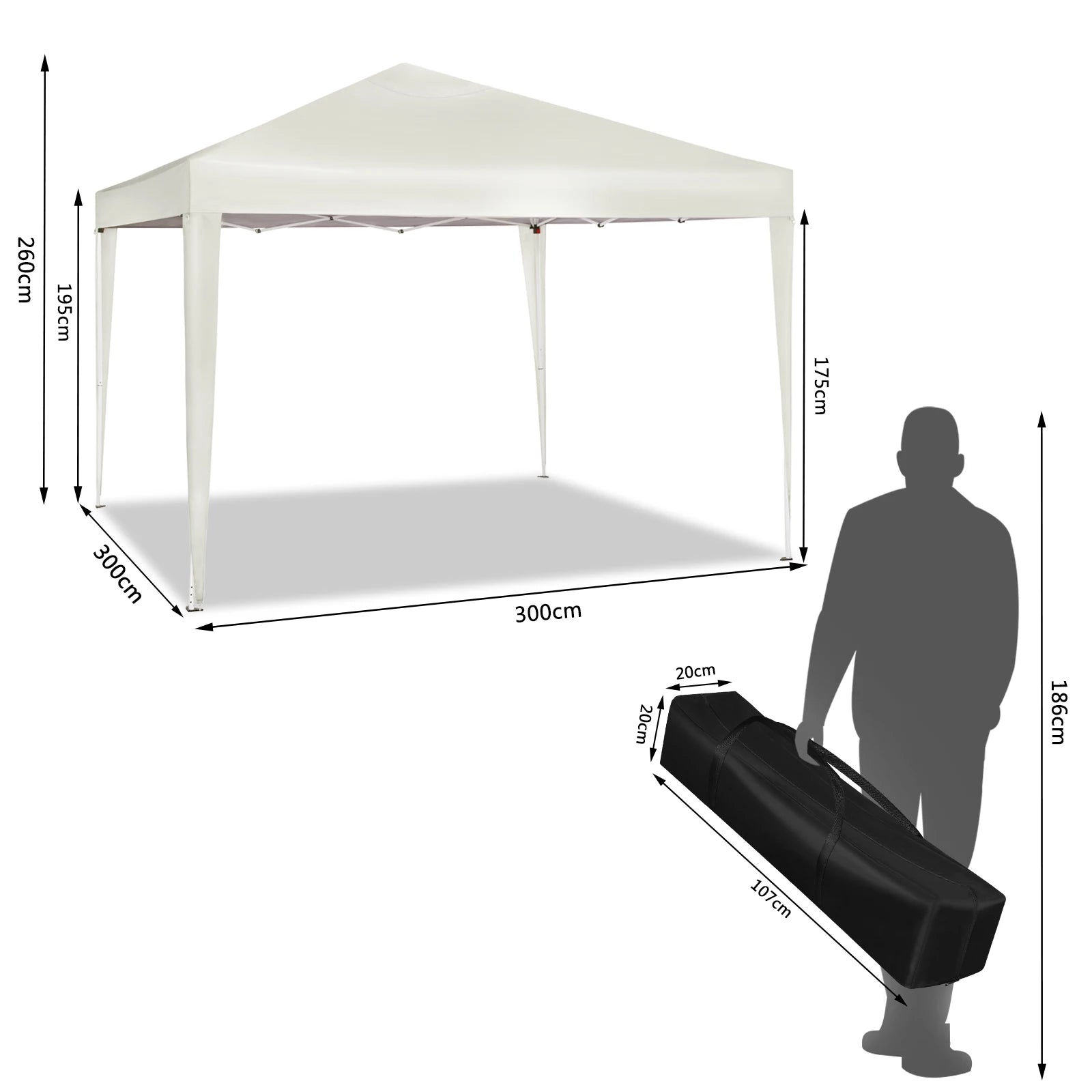 Partytent - Vouwtent - Pop-Up Partytenten - Easy up Tent - Party Tent Opvouwbaar - 300x300cm - voor Tuin Evenementen en Feesten - Waterdichte - Pagodetent met Zonnebescherming - voor Camping, Festival of Bruiloft - Lichtgeel - QUORE