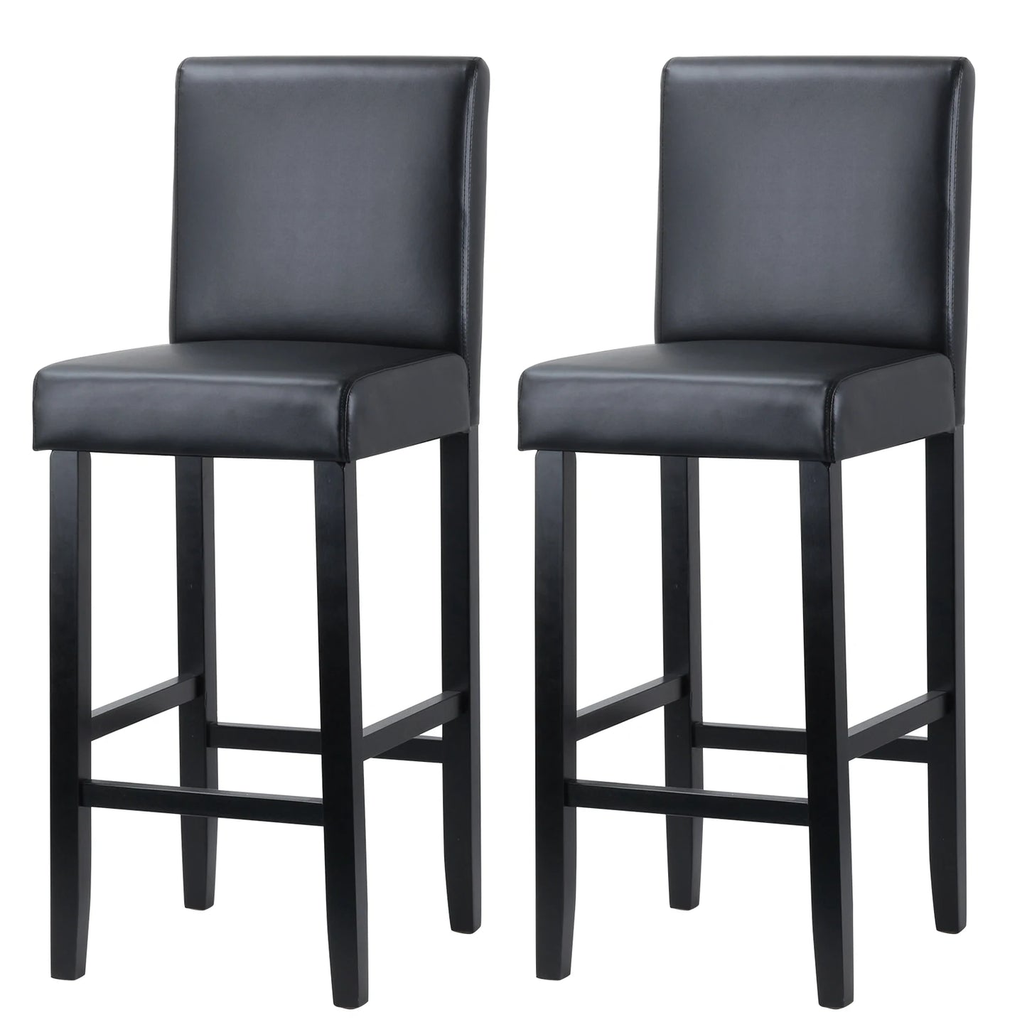 Barkruk – Barstoel – Kruk – Barstoel Zonder Rugleuning – Barkruk Set – Massief Grenenhout – Kunstleren Zitting – Zithoogte 75 cm