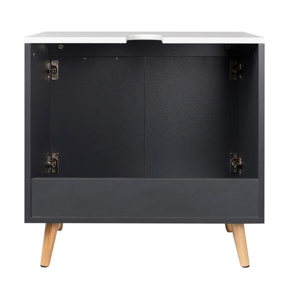 Wastafelonderkast - Badkamer - op Poten - Onderkast - Meubel - Praktische Opbergruimte - Onder de Wastafel - 60x40x60,5 cm - Vrijstaand Toiletmeubel - Modern MDF-design -Grijs Wit