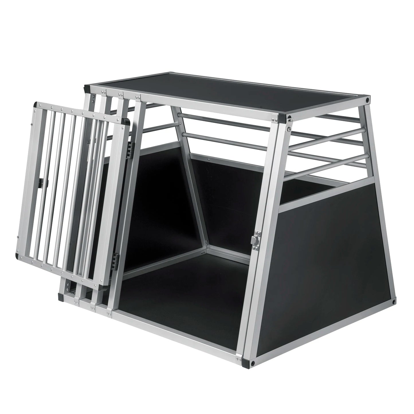 Hondenmand – Hondenkooi – Dierenkooi – Transportkooi – Reismand – Aluminium en MDF – Ventilerend en Stevig – Zwart