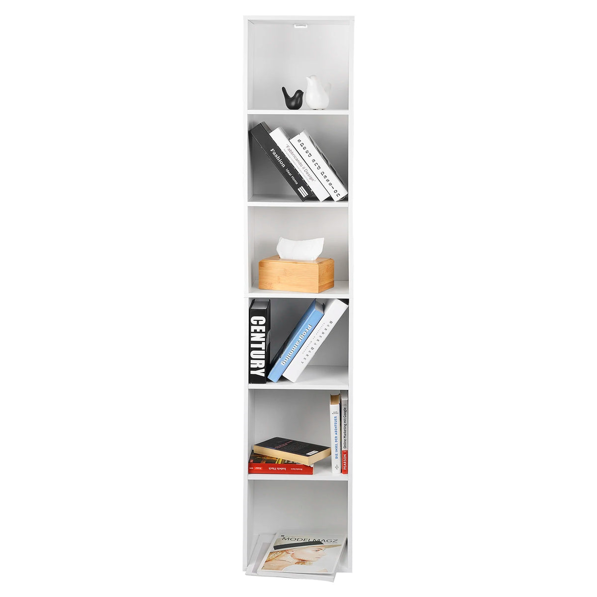 Boekenkasten - Boekenplank - Wandplank - Boekenrek - 30x23.5x158.4cm - 6 vakken - voor Kantoor Woonkamer Lezen Studeerkamer - Oak - QUORE