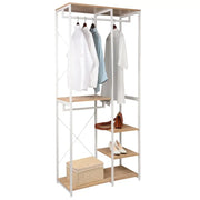Standing rack - Storage rack - Shelving unit - Shoe rack - Hanging clothes - Waterproof - Assembly - Living room - Black and Light Oak