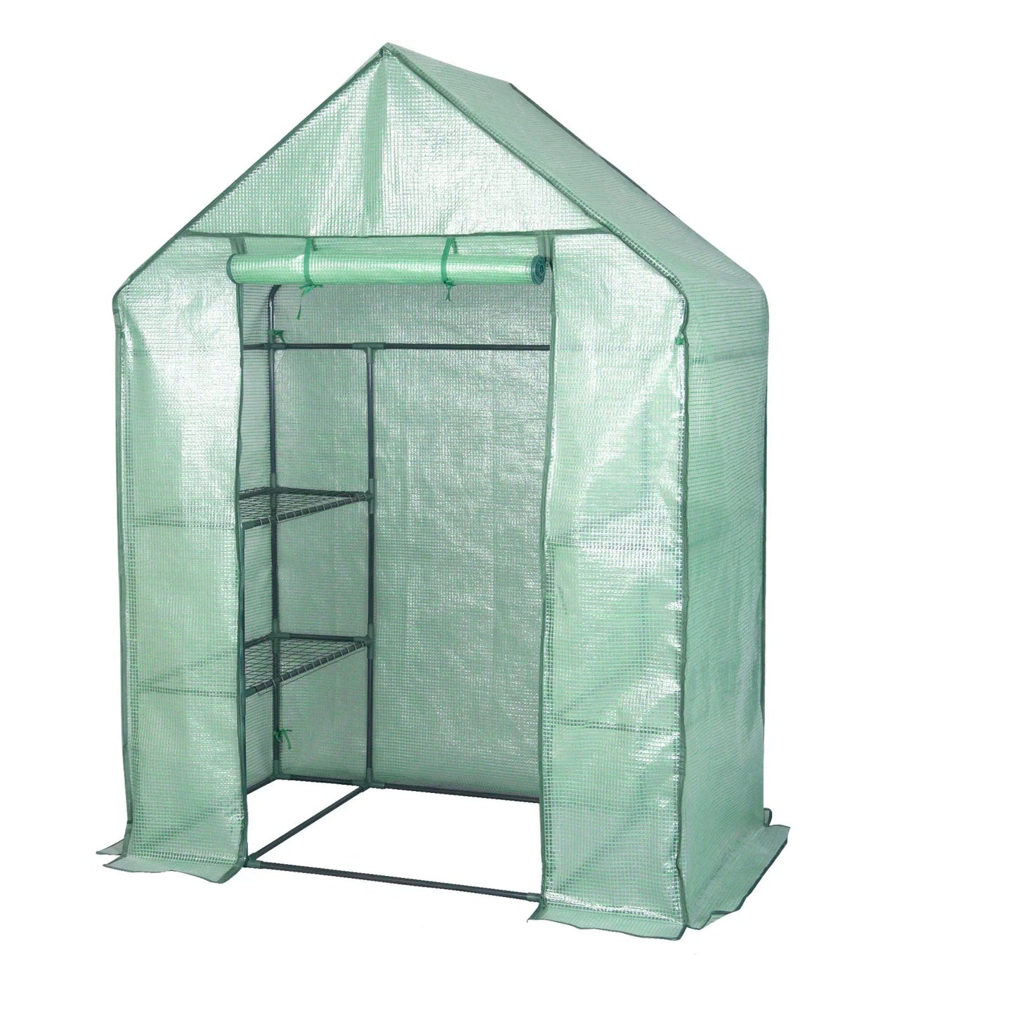 Foliekas - Broeikas - Hobbykas - Kweekkas - Huishoudelijke Schuur - voor Tomaten  - Planten - Beschermt Tegen Kou - Regen - Vorst - PER - Geverfde Stalen Buizen - 143 x 215 x 195 cm - Groen