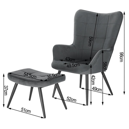 Fauteuil – Relaxstoel – Leunstoel – Zitstoel – Voetenbank – Corduroy Bekleding – Verstelbaar Metalen Frame