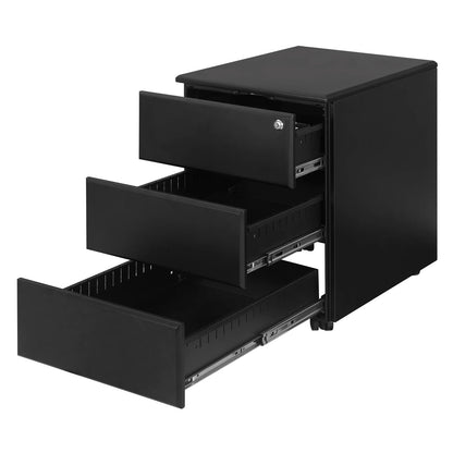 Mobiele Archiefkast - Metalen Kast - Kantoorkast - Opbergkasten - 3 Lades – Lockable & Verstelbare Hangmappen – Wit