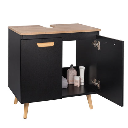 Wastafelonderkast - Badkamer - op Poten - Onderkast - Meubel - Praktische Opbergruimte - Onder de Wastafel - 60x40x60,5 cm - Vrijstaand Toiletmeubel - Modern MDF-design - Wit