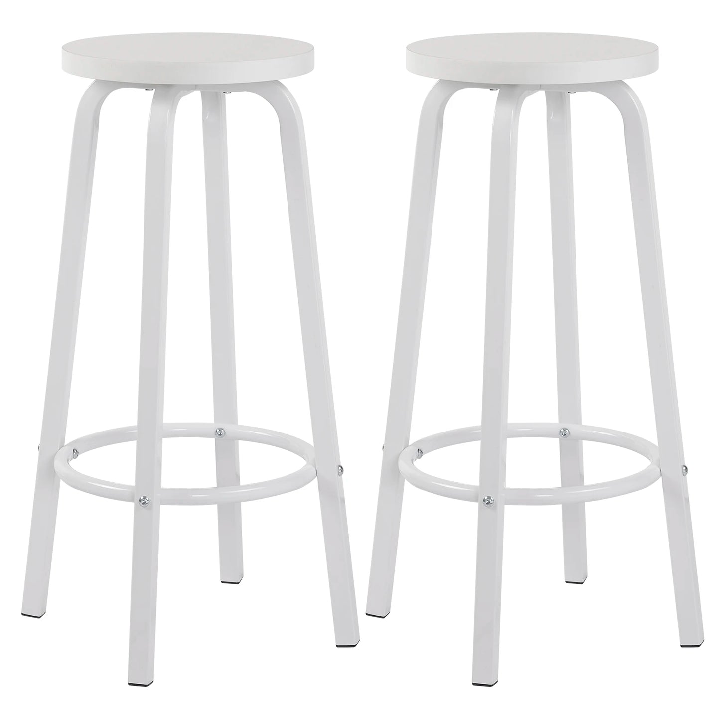 Barstoelen – Set van 2 - Barkrukken – Keukenstoelen – Barstoelen Set – Metalen Frame – MDF Zitting – Antislip Dop - Wit