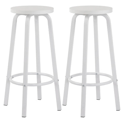Barstoelen – Set van 2 - Barkrukken – Keukenstoelen – Barstoelen Set – Metalen Frame – MDF Zitting – Antislip Dop - Wit