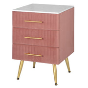 Bijzettafel - Bedtafel - Nachtkastje - Slaapkamer tafel - Nachtkastje met lades - slaapkamer meubilair - 3 Laden - 80kg - Roze
