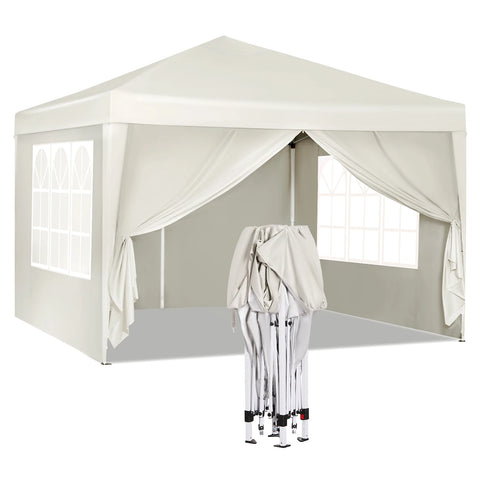 3x3m Opvouwbare Partytent - Easy Up Partytent - Partytent Opvouwbaar - Tuinpaviljoen - Waterdicht - UV - Bescherming - Verstelbare Hoogte - Draagtas - Zonnescherm - Beige