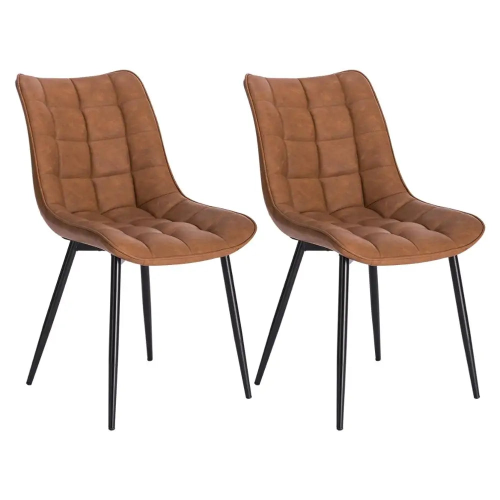 Eetkamerstoel – Stoel – Fauteuil – Zitstoel – Lederlook – Ergonomische Rugleuning – Zwarte Metalen Poten