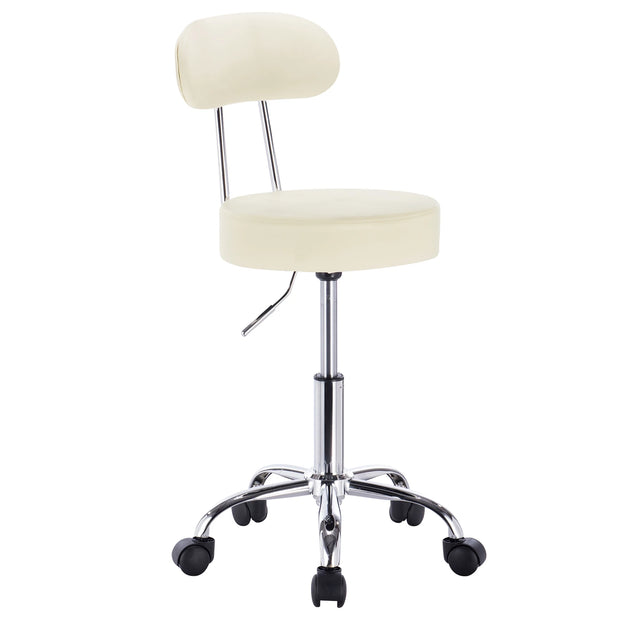 Office Chair - Chairs - Salon Chair - Adjustable Height - Ergonomic Style - Backrest - Faux Leather - 360° Rotation - Swivel - Comfortable - Cream