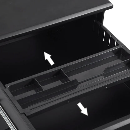 Mobiele Archiefkast - Metalen Kast - Kantoorkast - Opbergkasten - 3 Lades – Lockable & Verstelbare Hangmappen – Wit