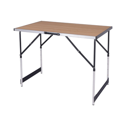 Inklapbare Tafel – Klap – Camping – Opvouwbare - Verstelbare Hoogte - Aluminium - Lichtgewicht - Buitentafel - BBQ - Tuin - Balkon - Picknick - Licht Eiken - QUORE