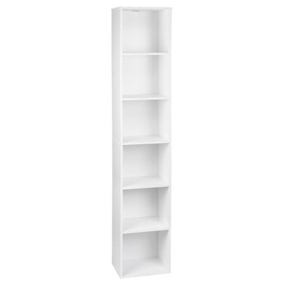 Boekenkasten - Boekenplank - Wandplank - Boekenrek - 30x23.5x158.4cm - 6 vakken - voor Kantoor Woonkamer Lezen Studeerkamer - Wit - QUORE