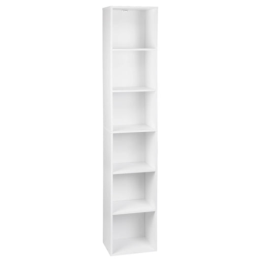 Boekenkasten - Boekenplank - Wandplank - Boekenrek - 30x23.5x158.4cm - 6 vakken - voor Kantoor Woonkamer Lezen Studeerkamer - Wit - QUORE