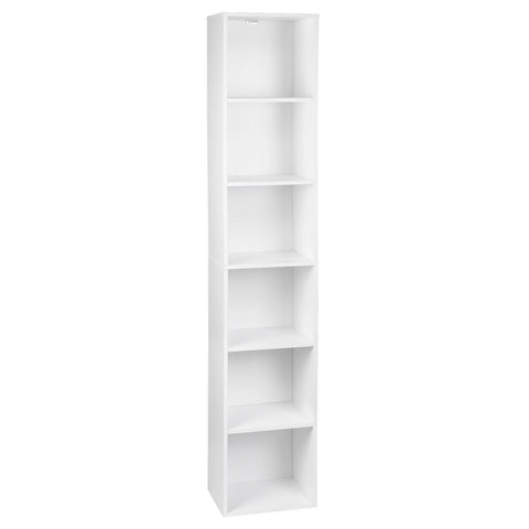 Boekenkasten - Boekenplank - Wandplank - Boekenrek - 30x23.5x158.4cm - 6 vakken - voor Kantoor Woonkamer Lezen Studeerkamer - Wit