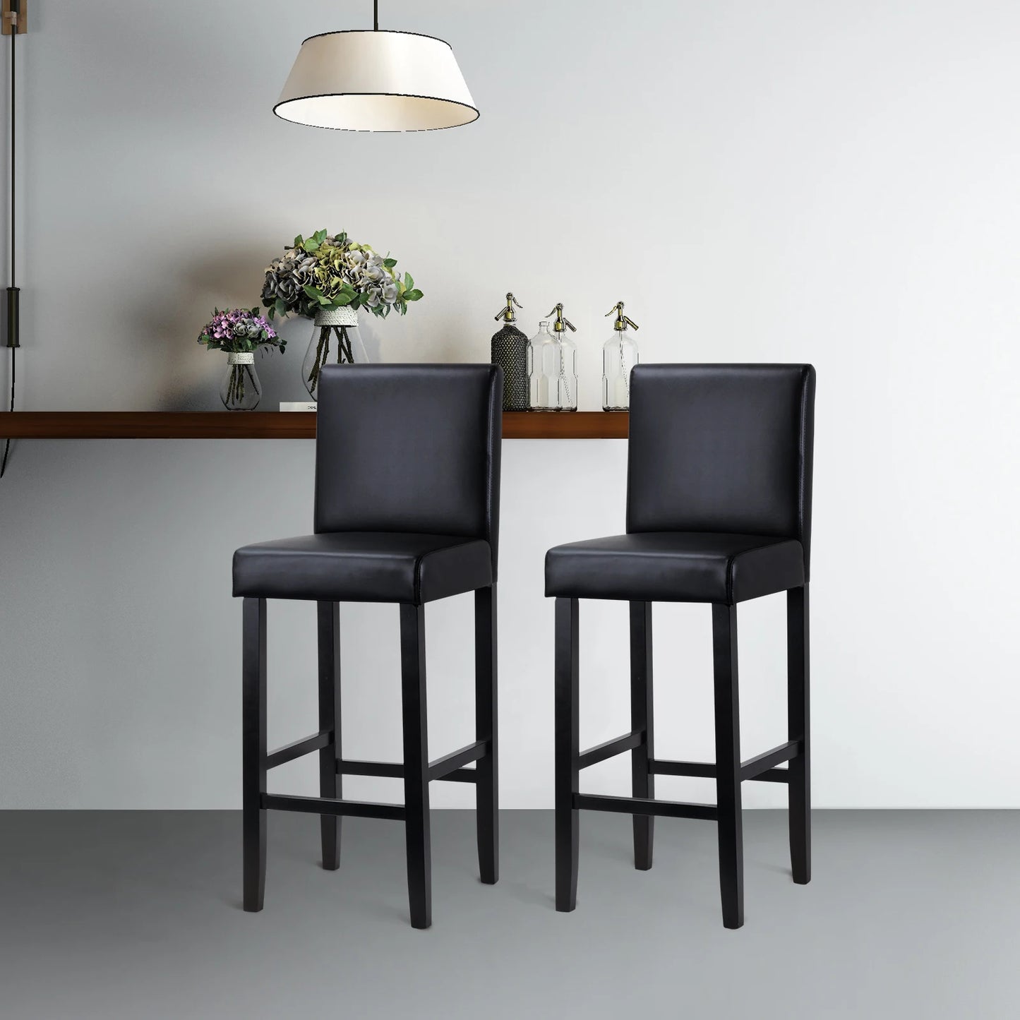 Barkruk – Barstoel – Hoge Stoel – Keukenkruk – Bartafel Stoel – Comfortabel Kunstleer – Massief Houten Frame