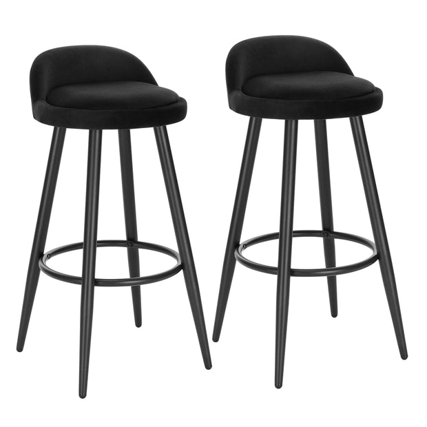 Barkruk - Bar stoel - Bar stoelen set 2 - Cafékruk Barmeubilair - Bar gereedschap cocktails - Fluwelen barkrukken - 120 kg - Zwart fluweel
