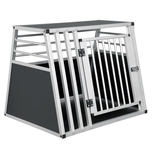 Hondenmand – Hondenkooi – Dierenkooi – Transportkooi – Reismand – Aluminium en MDF – Ventilerend en Stevig – Zwart