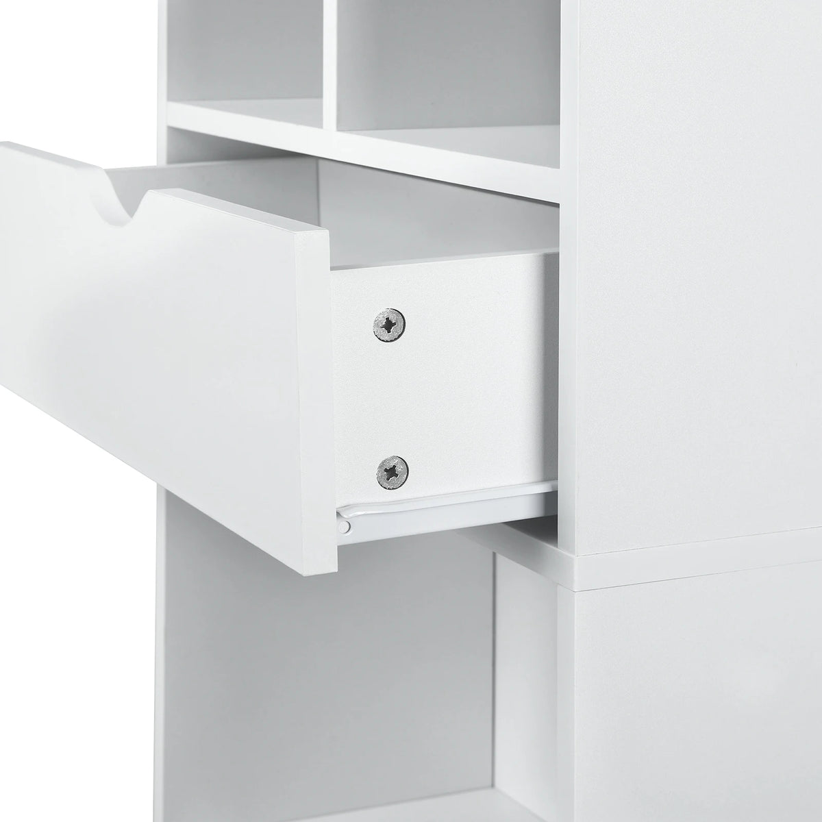 Boekenkast met Lade – Vakkenkast - Boekenrek - Open Kast – Vrijstaande - Opbergkast - Roomdivider – 6 Vakken - 1 Lade - 50x24x168cm - Wit - QUORE