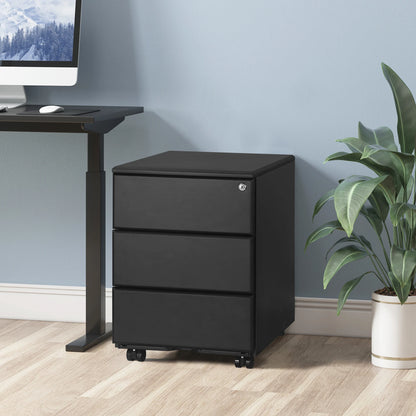 Mobiele Archiefkast - Metalen Kast - Kantoorkast - Opbergkasten - 3 Lades – Lockable & Verstelbare Hangmappen – Wit