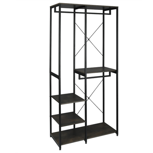 Staande rek - Opbergrek - Stellingkast - Schoenenrek - Kleding Ophangen - Waterdicht - Montage - Woonkamer - Wit en Licht Eiken