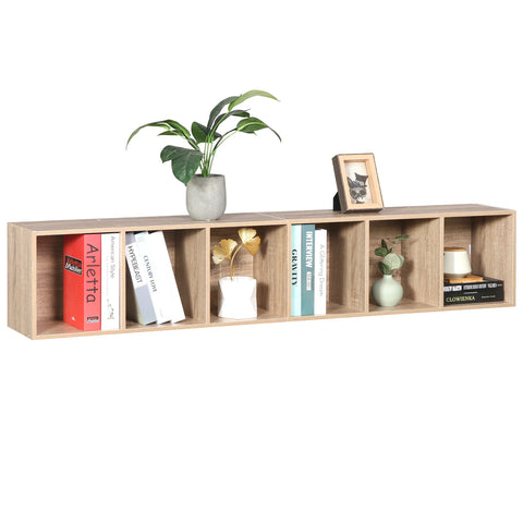 Boekenkasten - Boekenplank - Wandplank - Boekenrek - 30x23.5x158.4cm - 6 vakken - voor Kantoor Woonkamer Lezen Studeerkamer - Oak