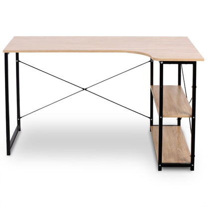 Tafel - Computer tafel - Computerbureau - Laptop tafel - Kantoor bureau - Computertafel L-vormig - 13 kg - Licht eiken en zwart