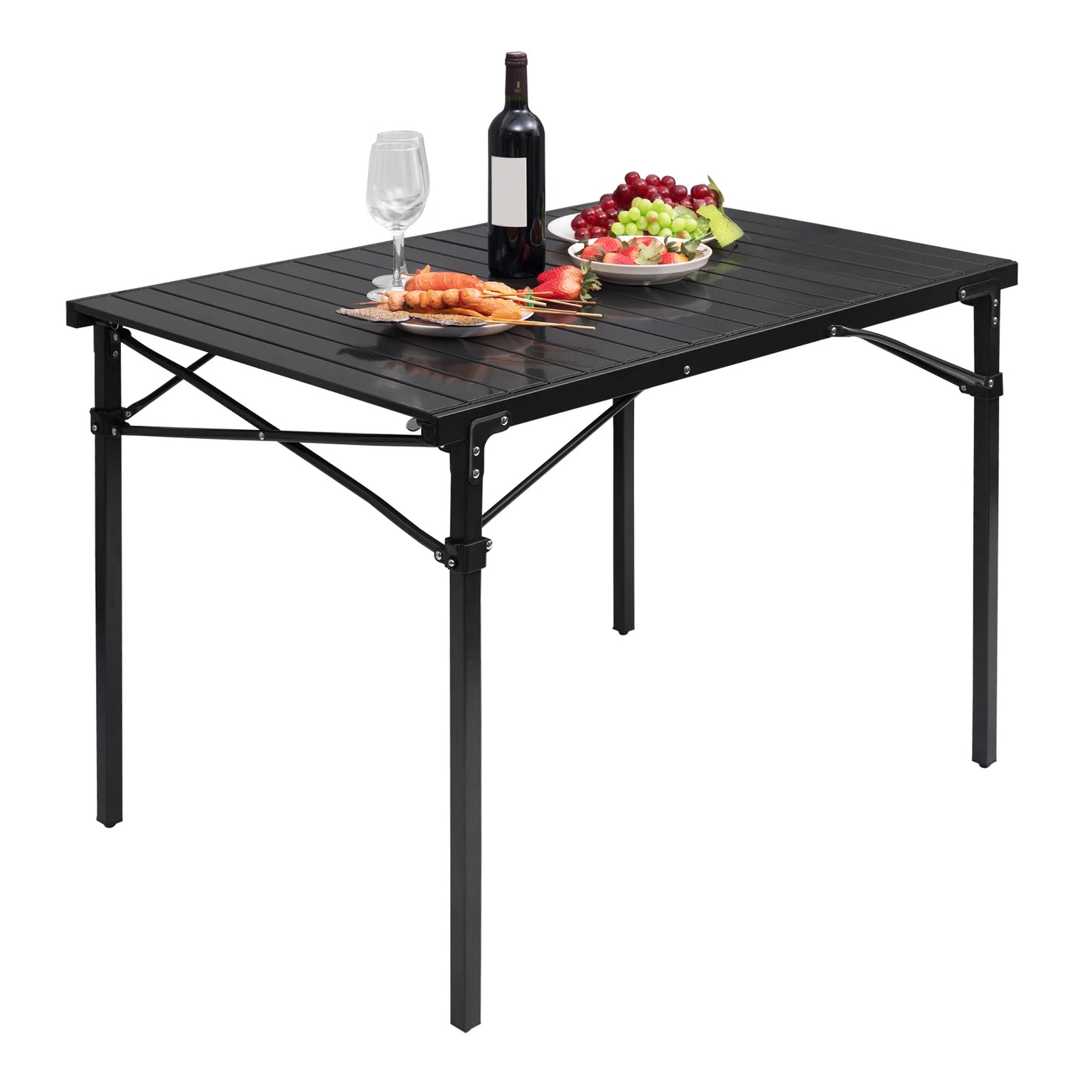 Campingtafel - Vouwtafel - Klaptafel - Draagbare - met Draagtas - voor Buiten - Binnen - Achtertuin - Tuin - Barbecue - Aluminium - 104 x 69 x 70cm - Zwart