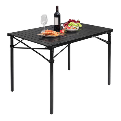 Campingtafel - Vouwtafel - Klaptafel - Draagbare - met Draagtas - voor Buiten - Binnen - Achtertuin - Tuin - Barbecue - Aluminium - 104 x 69 x 70cm - Zwart