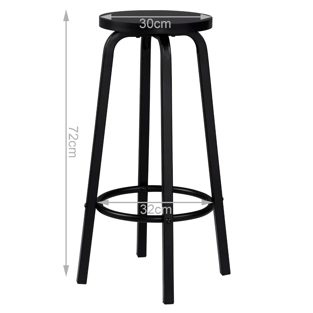 Barstoelen – Set van 2 - Barkrukken – Keukenstoelen – Barstoelen Set – Metalen Frame – MDF Zitting – Antislip Dop - Zwart
