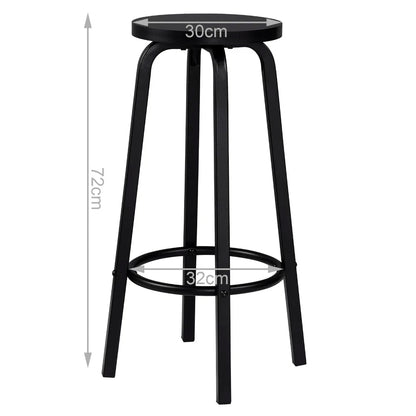 Barstoelen – Set van 2 - Barkrukken – Keukenstoelen – Barstoelen Set – Metalen Frame – MDF Zitting – Antislip Dop - Zwart