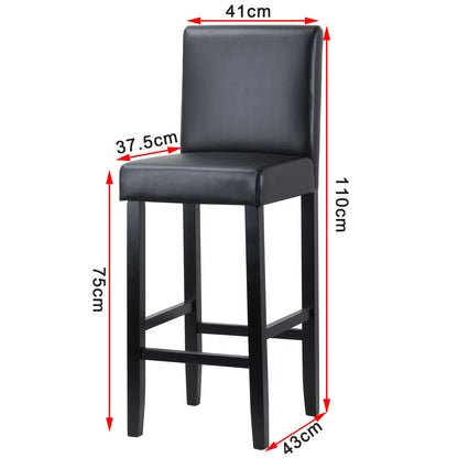Barkruk – Barstoel – Kruk – Barstoel Zonder Rugleuning – Barkruk Set – Massief Grenenhout – Kunstleren Zitting – Zithoogte 75 cm