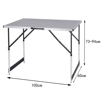 Inklapbare Tafel – Klap – Camping – Opvouwbare - Verstelbare Hoogte - Aluminium - Lichtgewicht - Buitentafel - BBQ - Tuin - Balkon - Picknick - Grijs - QUORE