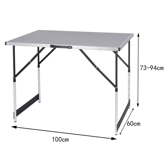Inklapbare Tafel – Klap – Camping – Opvouwbare - Verstelbare Hoogte - Aluminium - Lichtgewicht - Buitentafel - BBQ - Tuin - Balkon - Picknick - Grijs - QUORE