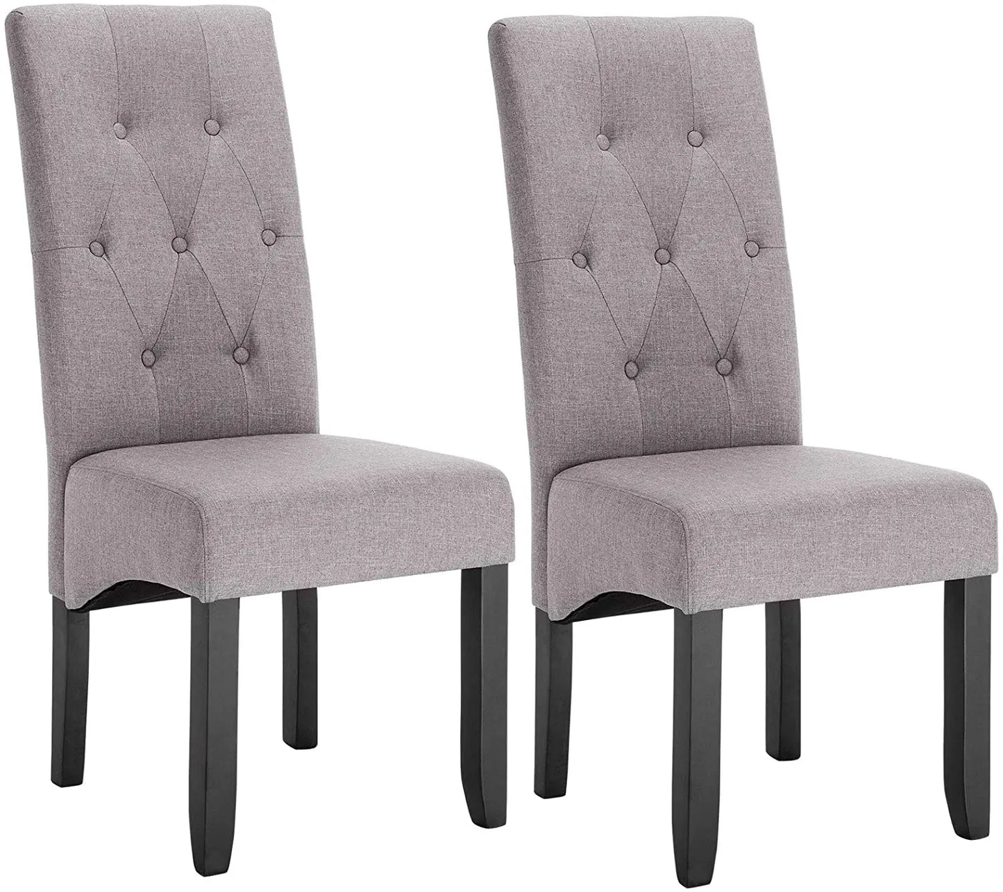 Eetkamerstoelen - Keukenstoel - Eetstoel - Eetkamerstoel - met Hoge Rugleuning en Gevoerde Zittingen - Massief Houten Poten - 2 Packs - Fluweel - Lichtgrijs