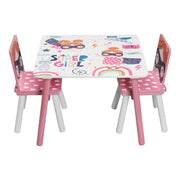 Kindertafel - Kindermeubilair - Kindertafel en Stoelen Set – Houten Speeltafel met 2 Stoelen - Sterk en Duurzaam - Perfect voor Tekenen - Spelen - Eten – Kindermeubilair - voor Slaapkamer - Speelkamer - 60x60x44 cm - Roze