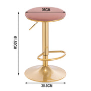 Barkruk met Voetsteun - Verstelbare Barkruk - Stoel - 360° Draaibaar - Velvet Zitting - Stalen Frame - Roze