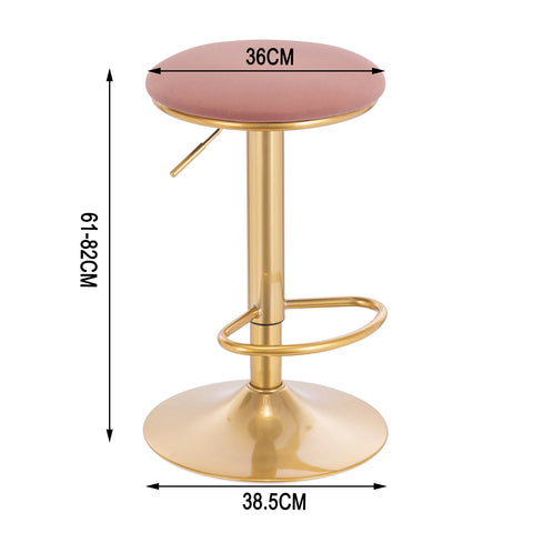 Barkruk met Voetsteun - Verstelbare Barkruk - Stoel - 360° Draaibaar - Velvet Zitting - Stalen Frame - Roze