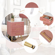 Bijzettafel - Bedtafel - Nachtkastje - Slaapkamer tafel - Nachtkastje met lades - slaapkamer meubilair - 3 Laden - 80kg - Roze