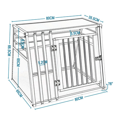 Hondenbench – Dierenbench – Transportbox – Hondenkooi – Kattenkooi – Aluminium & MDF – Ventilerend Ontwerp – 65x80 cm