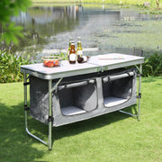 Picknicktafel - Campingtafel - Campingtafel Inklapbaar - Opvouwbaar - In hoogte verstelbaar - Aluminium Koffertafel - Met Opbergtas - Wit Grijs