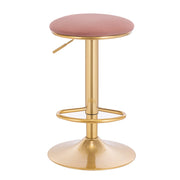 Barkruk met Voetsteun - Verstelbare Barkruk - Stoel - 360° Draaibaar - Velvet Zitting - Stalen Frame - Roze