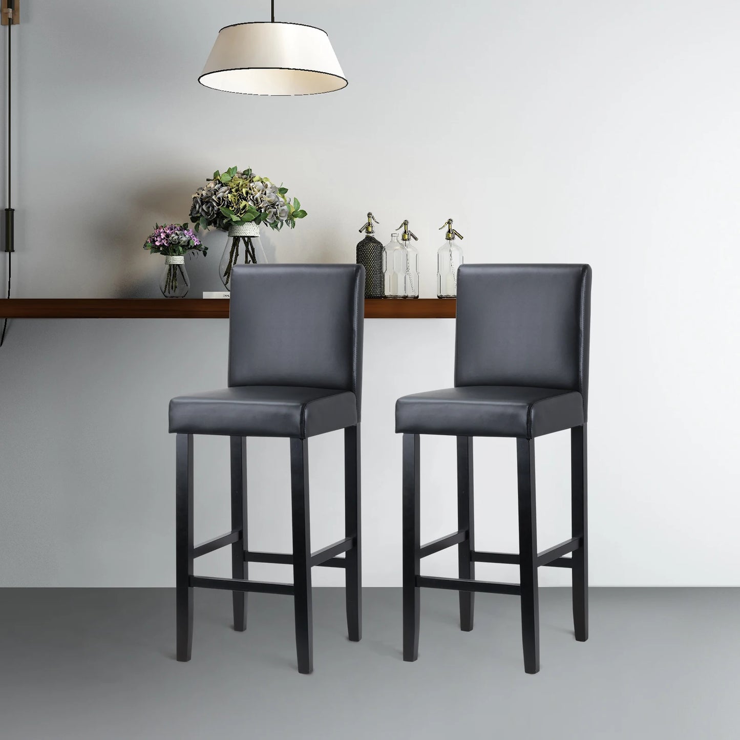 Barkruk – Barstoel – Hoge Stoel – Keukenkruk – Bartafel Stoel – Comfortabel Kunstleer – Massief Houten Frame