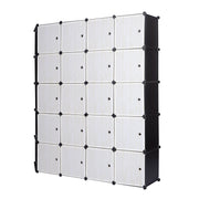 Grote Kledingkast - DIY Opbergkast met Deuren - Garderobekast - 4 Kledingroedes - 13 Opbergvakken - Kleding - Schoenen - Boeken - Moderne - 185x185x35 cm - Eenvoudige Montage - Zwart Wit