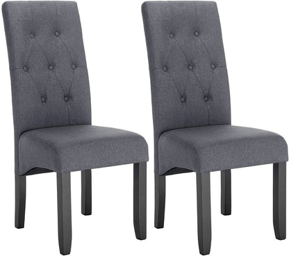 Eetkamerstoelen - Keukenstoel - Eetstoel - Eetkamerstoel - met Hoge Rugleuning en Gevoerde Zittingen - Massief Houten Poten - 2 Packs - Fluweel - Lichtgrijs