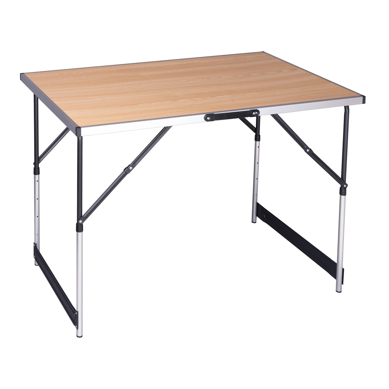 Inklapbare Tafel – Klap – Camping – Opvouwbare - Verstelbare Hoogte - Aluminium - Lichtgewicht - Buitentafel - BBQ - Tuin - Balkon - Picknick - Grijs - QUORE